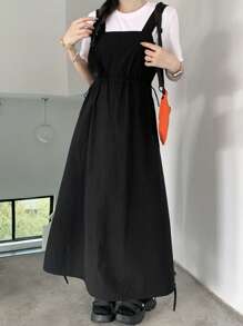 DAZY Women's Solid Color Casual Spaghetti Strap Long Dress, Spring/Summer
