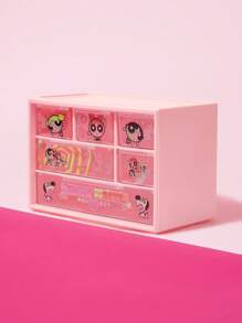 THE POWERPUFF GIRLS X SHEIN Cute Pink Acrylic Storage Box
