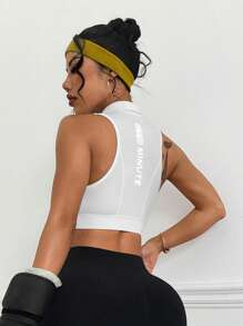 Gameset SHEIN Sport Solid Color Versatile Cropped Sports Tank Top - White - View 1