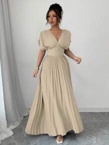 Rafferiza 女式蓝色十字结腰短款荷叶边连衣裙