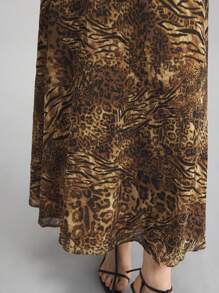 Ontre 2025 女士夏季时尚豹纹长裙，休闲海滩度假裙，适合独立日、圣约翰节、办公室、海滩度假、茶会、派对 - 彩色 - 查看 4