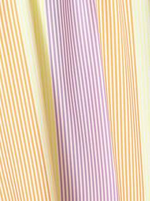 青少年女孩彩虹条纹印花无袖荷叶边下摆休闲夏季度假太阳裙