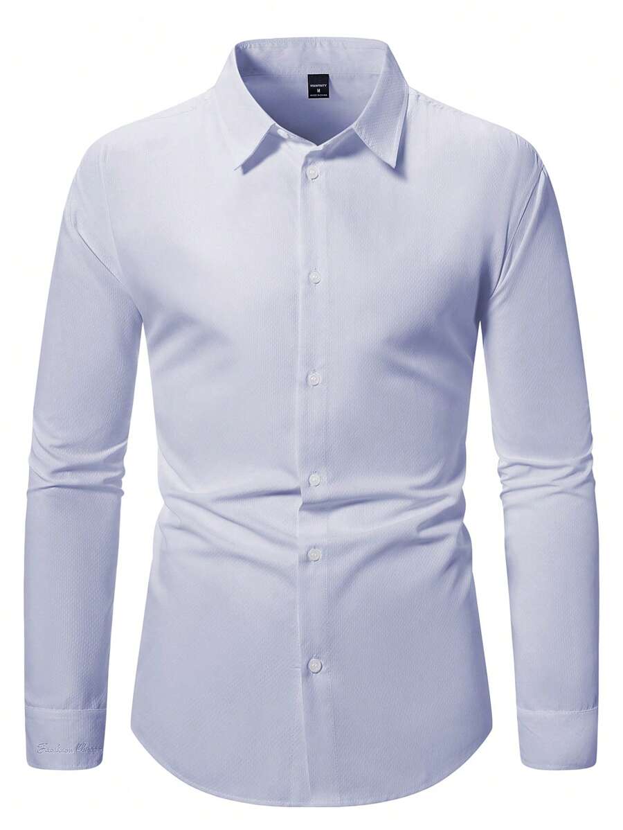 Calvornis Camisa casual versátil de unicolor para hombre - Púrpura polvoriento - Ver 1