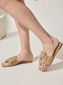 CUCCOO CHICEST 女士简约舒适方头平底凉鞋 - 卡其色 - 查看 8