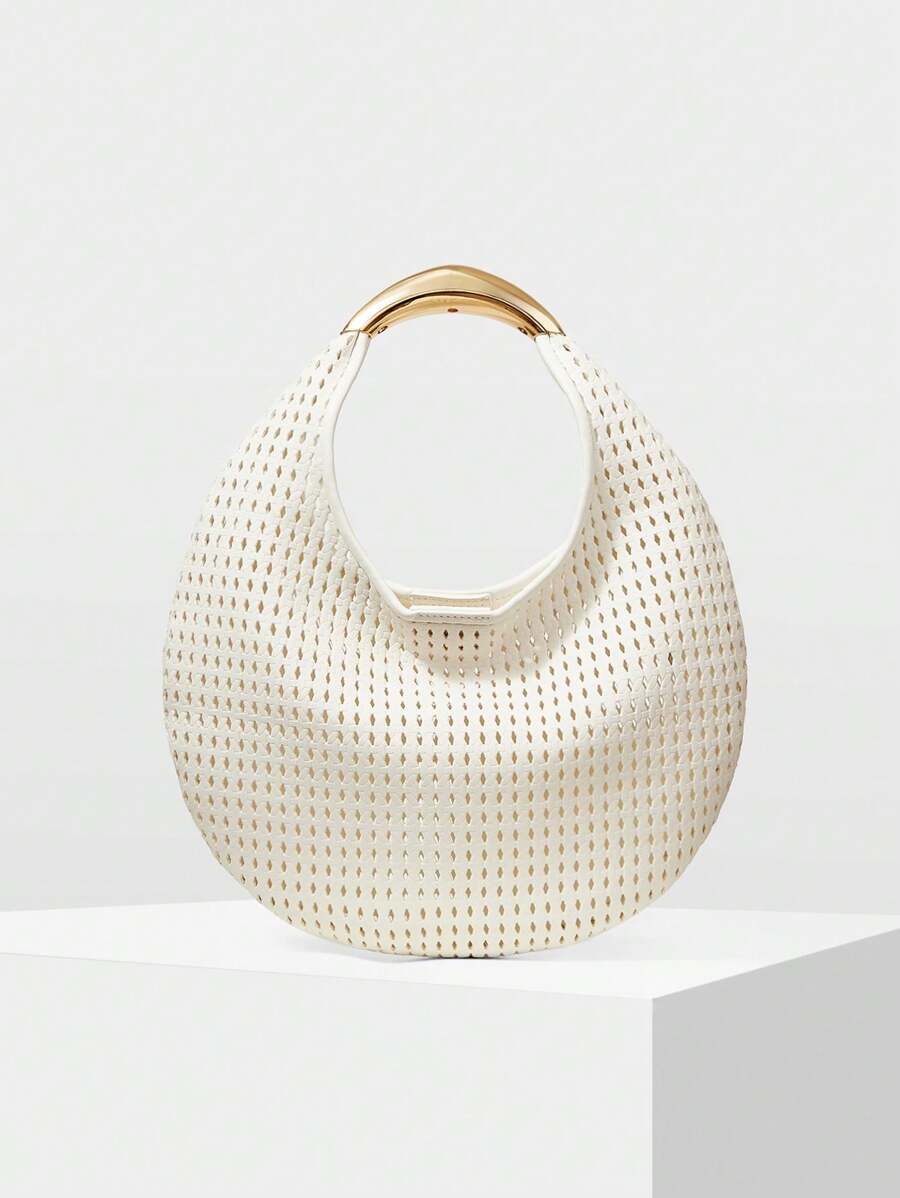 MOTF PREMIUM PU LEATHER HOLLOW HANDBAG - White - View 1