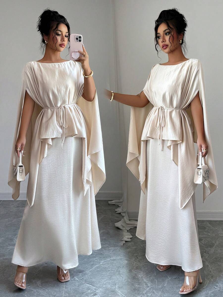 Elenzga Women Two Pieces Outfits For Daily Wear - Apricot - View 1