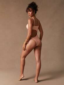 SHEIN Unity Einteiler Badeanzug mit Ausschnittdetail, Sommer Strand Tropical Urlaub Lässig Alltag Ausgehoutfit, Tropical Splash Pastell Rosa Outfit für Frauen - Pink - Übersicht 5