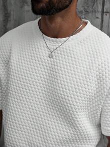 Manfinity Homme 大码男士纹理面料短袖T恤和短裤两件套休闲装