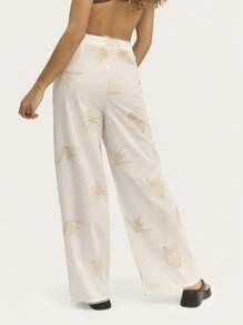 SHEIN Unity Quần ống rộng màu trắng với lớp vải mỏng nhẹ và kiểu dáng thoáng mát, lý tưởng khi kết hợp với áo crop top hoặc áo cánh nhẹ để tạo phong cách thời tiết ấm áp. - Màu be - Xem 2