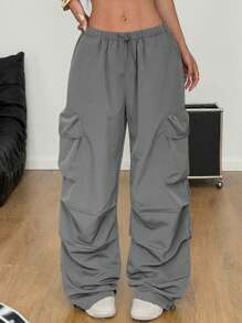 Coolane 女士夏季街头复古西部风 Y2K 低腰降落伞工装裤