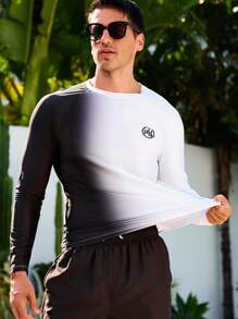 Manfinity VDAYZ 男士长袖冲浪T恤，夏季时尚，夏威夷风 - 黑與白 - 查看 4
