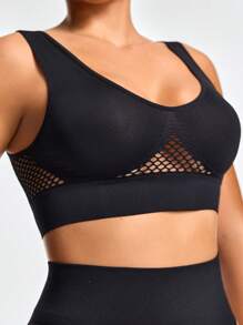 SHEIN Women Solid Color Hollow Bra & Panties Shapewear Set