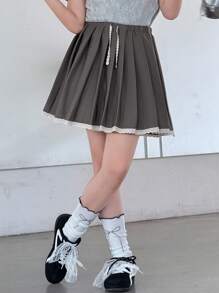 DAZY Girls Pleated Mini Skirt, Fall - Grey - View 4