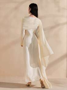 Graceveil Váy voan satin bất đối xứng thanh lịch cho nữ - Màu be - Xem 2