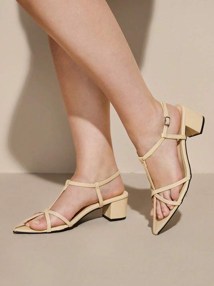 CUCCOO CURVES Women's Simple Style Strappy Open Toe Fashion Versatile High Heels