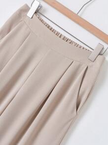 Rusticease 女士优雅褶皱V领杏色短袖衬衫 - 彩色 - 查看 5