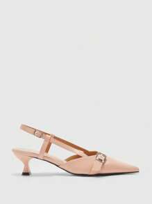 CUCCOO BIZCHIC Giày cao gót hở gót mũi nhọn thời trang cho nữ, trang phục công sở - Màu be - Xem 6