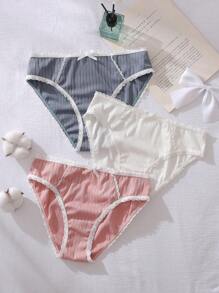 3pcs/Pack Casual & Comfortable Minimalist Girls' Underwear Girls Panties Set Underwear For Girls Young Girls Sets Summer Girls Cotton Underwear - Multicolor - View 1