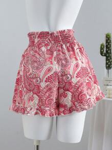 Elamini 佩斯利印花阔腿短裤，休闲海滩度假装 - 彩色 - 查看 2