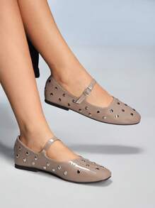 CUCCOO GRLICON أحذية نسائية مسطحة بطراز Y2K، مناسبة للبنك البانك والدراجات النارية والفتاة الجميلة وحفلات الهالوين والكريسماس والمناسبات - كاكي - مشاهدة 2