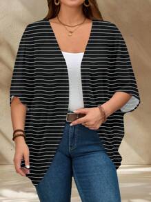 EMERY ROSE Chaqueta de verano minimalista casual para mujer tallas grandes - Negro - Ver 3