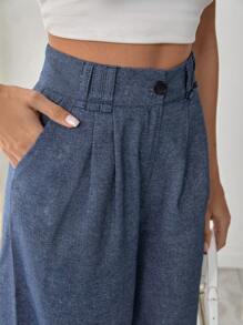 RueChic Women's Indigo Plicated Casual Pants