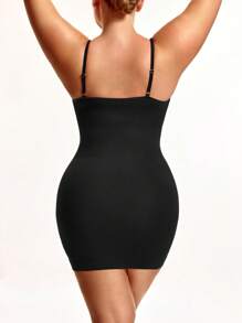SHEIN Shape Plus Size Women Deep V-Neck Solid Cami Bodycon Dress