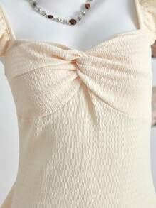 SHEIN Teen Girl Dresses, Summer Vacation, Casual, Knitted Jacquard Ruffled Hem Mini Dress