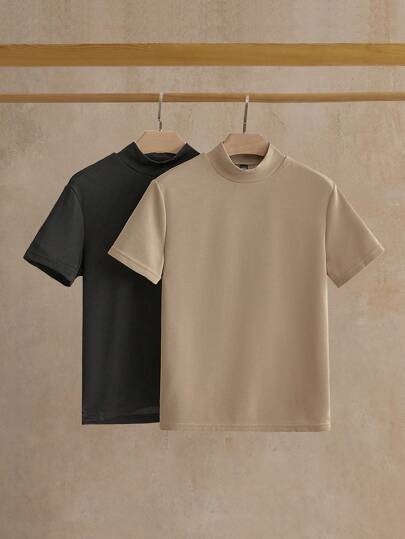 Manfinity NXTstreet 2件装男士针织休闲高领短袖T恤