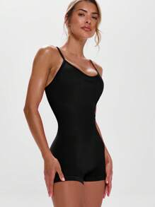 Musera Sport 细肩带运动连体衣，适合运动、健身、健身房、板式网球、网球、匹克球、瑜伽、普拉提等运动，秋季日常休闲穿着。 - 黑色 - 查看 2