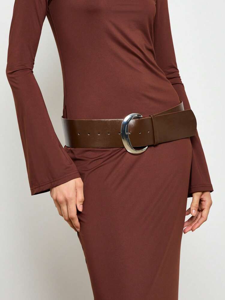 Elegant Bell Sleeve Mock Neck Maxi Dress