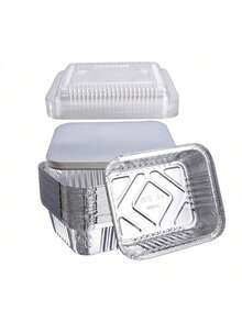 20/50pcs Aluminum Foil Disposable Takeout Trays, 6.5" X 5.2" X 1.9", 600ml Capacity Takeout Containers With Plastic Or Paper Lids, Food Storage - Foil Pans Great For Baking, Heating, Storing, Kitchen, Picnic Food Preparation