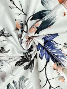 SHEIN Clasi 女式扇形领花卉印花上衣 夏季、度假、牛仔风