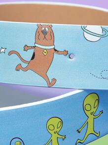 SCOOBY-DOO X SHEIN 1pc Women's Cartoon & Letter Pattern Blue Fashion Belt - Multicolor - View 2