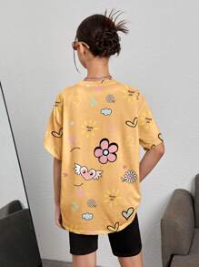 SHEIN Camiseta de punto holgada minimalista casual para adolescentes, apta para el verano