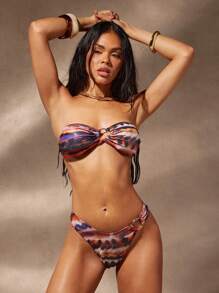 Hauture Top de tubo de traje de baño superior con recorte, estampado bohemio de lámina, sexy para vacaciones de verano - Multicolor - Ver 4