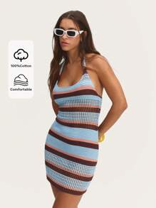 Nöista Váy ngắn mùa hè đan móc sọc hoàn hảo cho lễ hội hoặc những dịp thời tiết ấm áp. - Nhiều màu - Xem 5