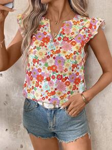 SHEIN Clasi 女式彩色花卉印花短袖衬衫，夏季