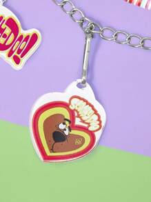 SCOOBY-DOO X SHEIN Purple Heart Cartoon Pattern Cute & Simple Zipper Pull - Purple - View 3