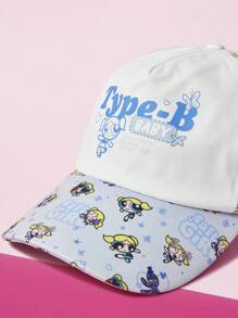 THE POWERPUFF GIRLS X SHEIN Women's Colorblock Adjustable Baseball Cap With Bubbles Pattern - White - View 5