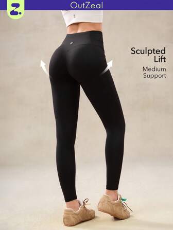 OutZeal Damen Bauchkontrolle High-Waist Taschen Leggings, mittelstarke Belastung für Gym und Pilates