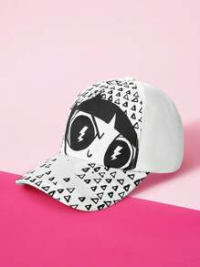 THE POWERPUFF GIRLS X SHEIN Buttercup Pattern Fashion Versatile Baseball Cap - White - View 2