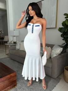 Chiquease Vestido sin mangas a rayas azul y blanco para mujer - Multicolor - Ver 1