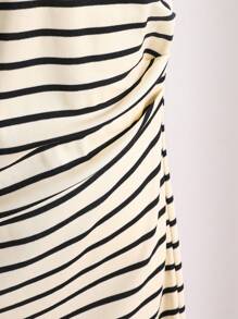 青少年女孩夏季休闲马球领短袖条纹连衣裙 - 彩色 - 查看 6