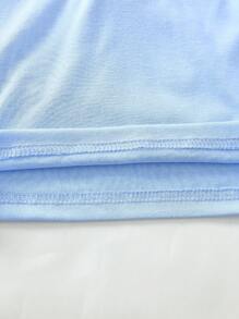 SHEIN Baby Girls' Floral Embroidered Collar Blouse & Shorts Set, Spring/Summer - Baby Blue - View 6