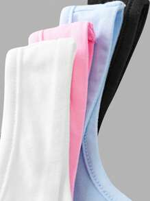 SHEIN 4pcs/Set Tween Girls' Slim Fitting Casual Comfy Stretchy Knitted Tank Tops, Versatile - Baby Blue - View 9