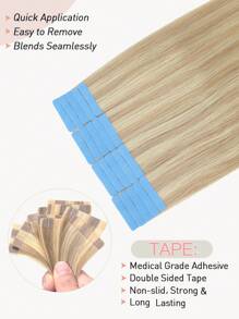 Tape In Hair Extensions Human Hair 14-22" Straight Seamless Skin Weft Hair Extension Tape In Human Hair Remy Hair Tape In Hair Tape Ins Hair Extensions - S24/613 - View 4