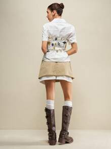 Muvela Elegant Women Floral Print Ruffle Trim Cropped Tank Top, Cute Summer Wear - Multicolor - View 4