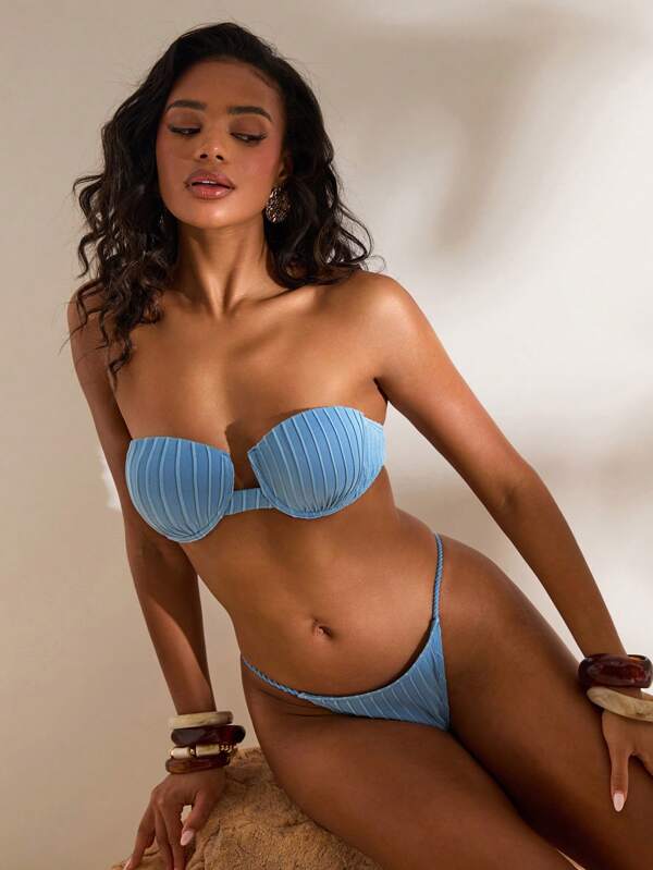 Opulessa Set bikini pentru femei, vară, plajă, stil vacanță, culoare solidă, sutien cu armătură, spate răsucit, set separat din două piese, Set bikini tanga, Set bikini tanga, Bikini cu talie înaltă, Costum de baie cu talie înaltă, Ținute de vacanță pentru femei, Ținute de plajă pentru femei, Ținute de sărbătoare, Haine de sărbătoare, Bikini cu talie înaltă, Costum de baie cu talie înaltă, Set bikini tanga, Ținute de plajă pentru femei, Ținute de vacanță pentru femei, Set bikini