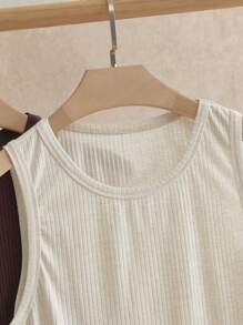 Manfinity VCAY 2 件装男士休闲修身无袖纯色背心，适合日常穿着 - 彩色 - 查看 4